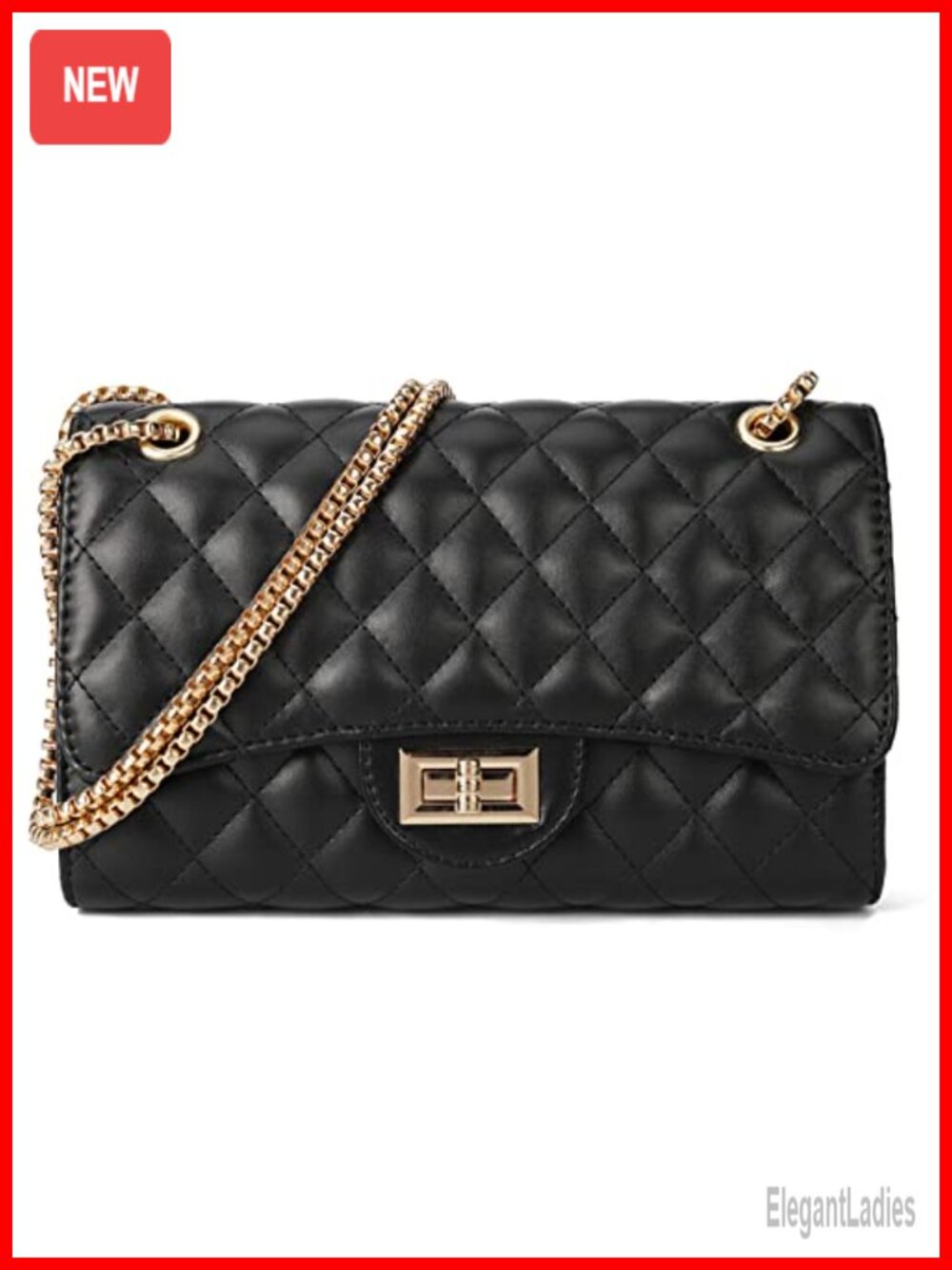 Quilted Crossbody Purse Adjustable Chain Strap Shoulder Bag